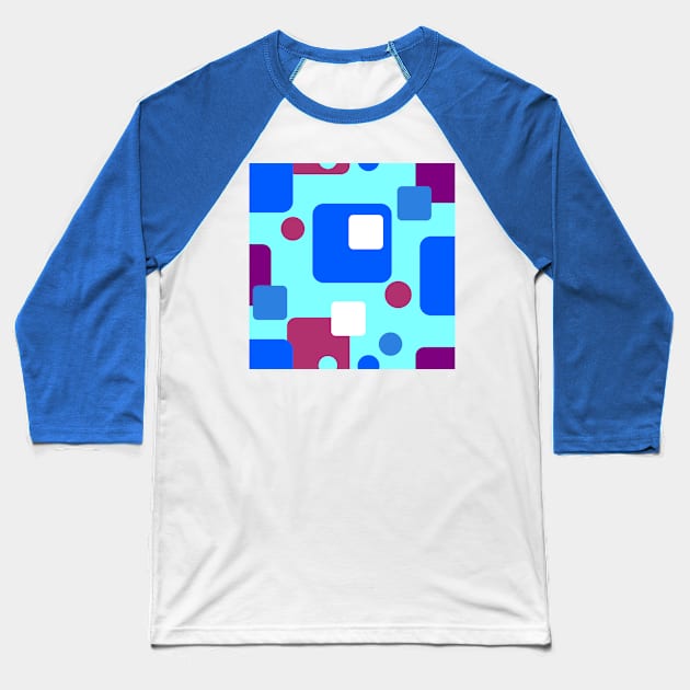 Retro Abstract Dream Space Blue Magenta White on Bright Teal Baseball T-Shirt by ArtticArlo